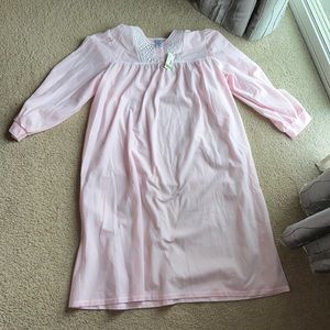 Woman’s soft, fuzzy, long pink nightgown